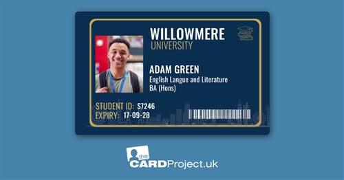 University Student ID Card Navy Cityscape